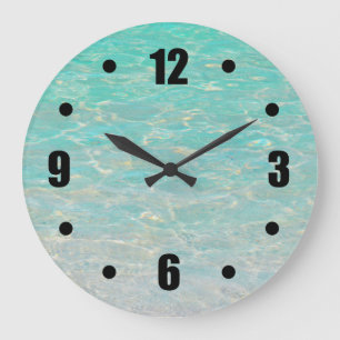 RELOJ REDONDO GRANDE "MAR AZULVERDE CON DESTELLOS DE LA LUZ DEL SOL DE