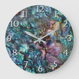 Reloj Redondo Grande Mar iridiscente Shell del olmo del arco iris