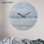 Reloj Redondo Grande Mar majestuoso con olas bajo cielos tormentosos<br><div class="desc">Trae la esencia del mar en su casa con nuestro reloj de pared de temática costera con una fascinante foto de olas estrellándose a lo largo de la orilla. Esta pieza de inspiración marítima en tonos azules y grises te transportará a una romántica escapada de playa cada vez que mires...</div>