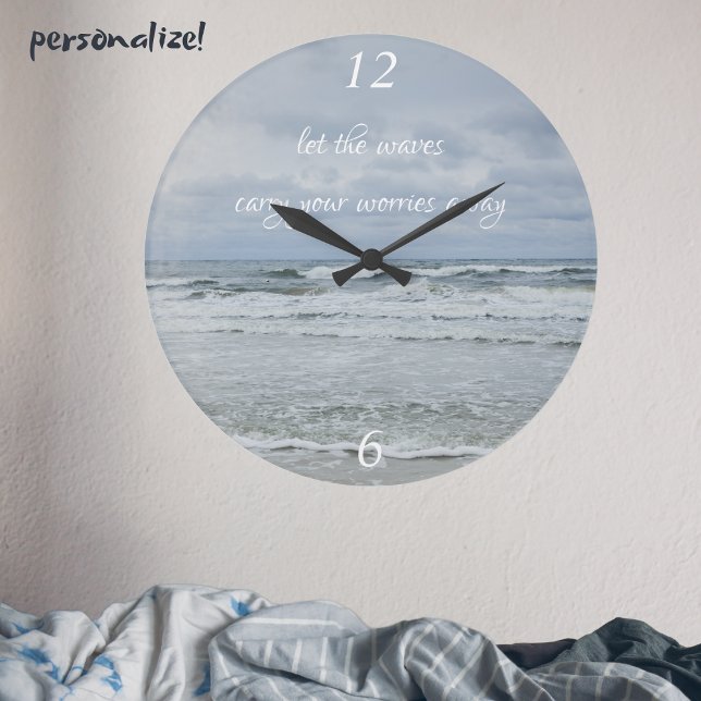 Reloj Redondo Grande Mar majestuoso con olas bajo cielos tormentosos (Subido por el creador)