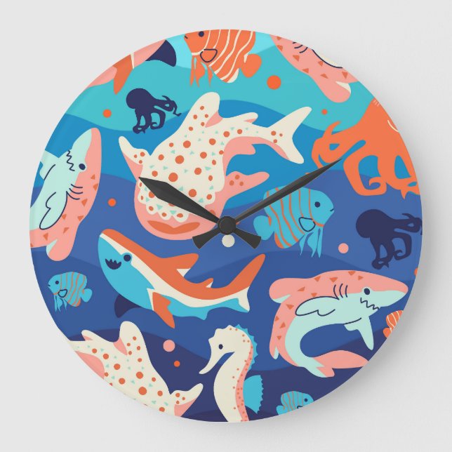 Reloj Redondo Grande Maravillas oceánicas (Anverso)