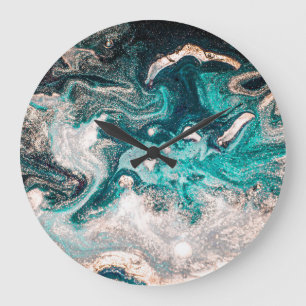 Reloj Redondo Grande Marble artesanal: Textura tradicional de lujo.