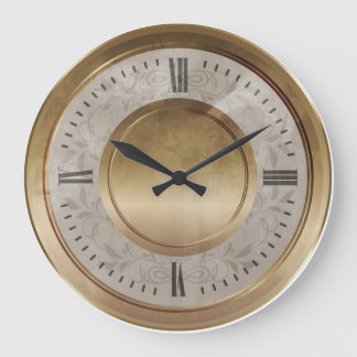 Reloj Redondo Grande Marble Brass Clock