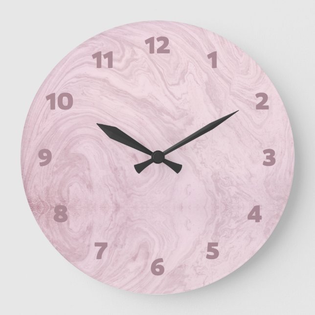 Reloj Redondo Grande Marble rosa abstracto lindo moderno (Anverso)