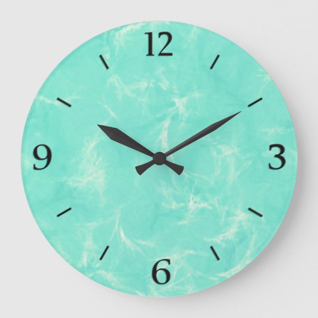 Reloj Redondo Grande Marble swirl print - aqua blue (Anverso)