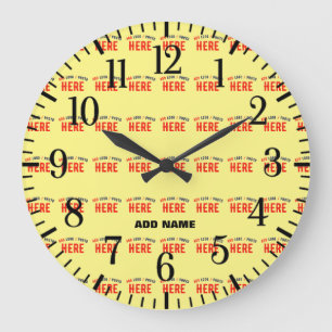 RELOJ REDONDO GRANDE MARCA VERIFICADA AMARILLA PASTEL PERSONALIZADO MOD