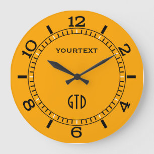 Reloj Redondo Grande Marcado De Decoración Amarillo Solar Personaliza E