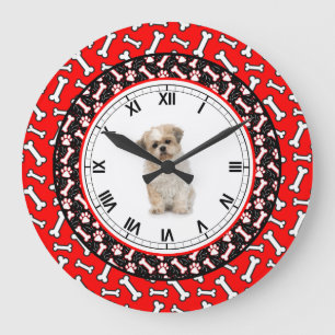 Reloj Redondo Grande Marco de piel de cerdo de perro retrato