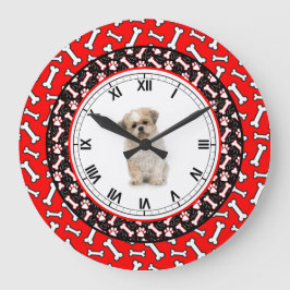 Reloj Redondo Grande Marco de piel de cerdo de perro retrato