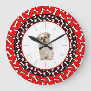 Reloj Redondo Grande Marco del hueso de perro del retrato del perro