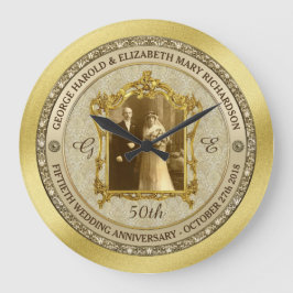 Reloj Redondo Grande Marco fotográfico clásico del aniversario del Boda