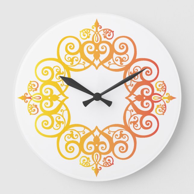 Reloj Redondo Grande Marco Ornamental Antiguo Borde Decorativo Elegante (Anverso)