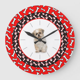 Reloj Redondo Grande Marco óseo de perro retrato