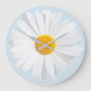 Reloj Redondo Grande margarita blanca