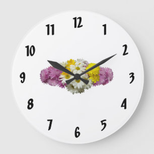 Reloj Redondo Grande Margaritas blancas y Mums