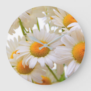 Reloj Redondo Grande Margaritas Brillantes de Verano Flores