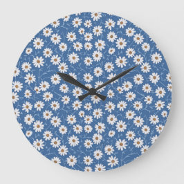 Reloj Redondo Grande Margaritas del sueño índigo