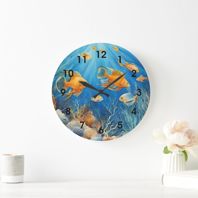 Reloj Redondo Grande Marine Life with Exotic Fish, (Hogar)