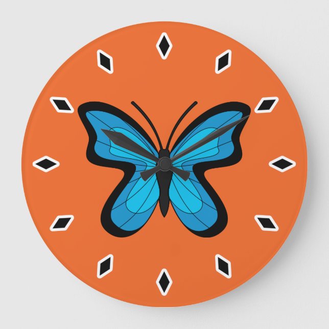 Reloj Redondo Grande Mariposa Azul (Anverso)
