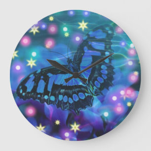 Reloj Redondo Grande Mariposa azul mágica