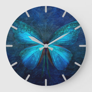 Reloj Redondo Grande Mariposa azul mística grande