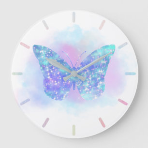 Reloj Redondo Grande mariposa azul reloj grande