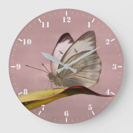 Reloj Redondo Grande Mariposa blanca del jardín de Pieris