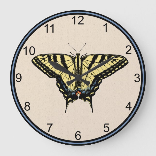 Reloj Redondo Grande Mariposa de cola de cerda amarilla del suroeste (Anverso)