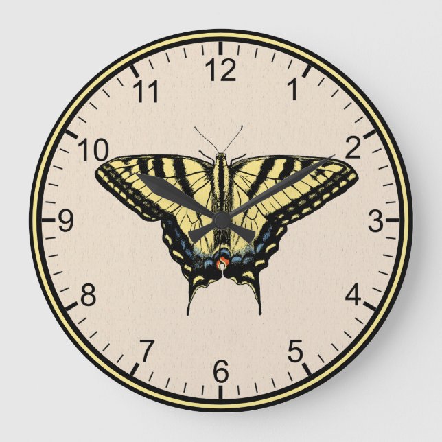 Reloj Redondo Grande Mariposa de cola de cerda amarilla del suroeste (Anverso)