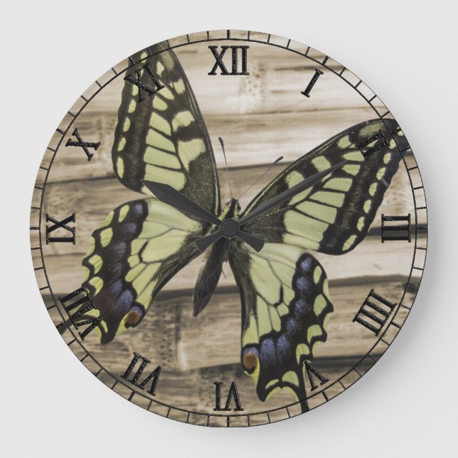 Reloj Redondo Grande Mariposa de cola tortuosa (Anverso)