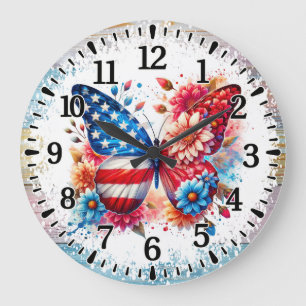 Reloj Redondo Grande Mariposa de EE. UU.