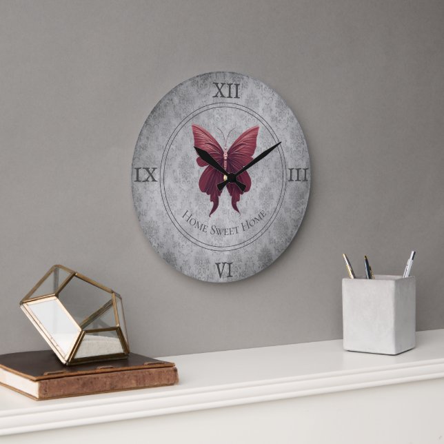 Reloj Redondo Grande Mariposa de Jeweld Rojo (Oficina)