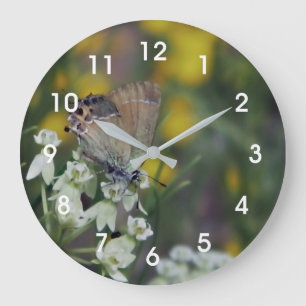 Reloj Redondo Grande Mariposa esquiadora en una flor