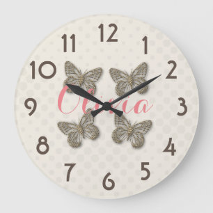 Reloj Redondo Grande Mariposa Linda