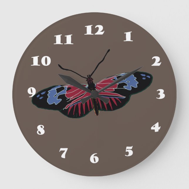 Reloj Redondo Grande Mariposa negra (Anverso)