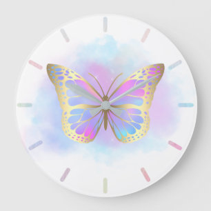 Reloj Redondo Grande mariposa pastel