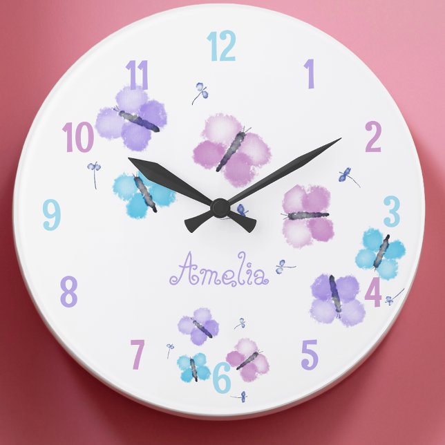 Reloj Redondo Grande Mariposa Pastel Personalizada (Subido por el creador)