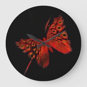 Reloj Redondo Grande Mariposa roja