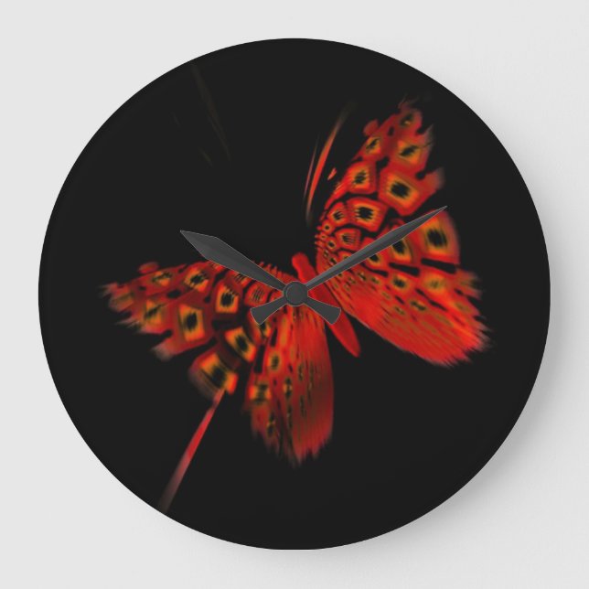 Reloj Redondo Grande Mariposa roja (Anverso)