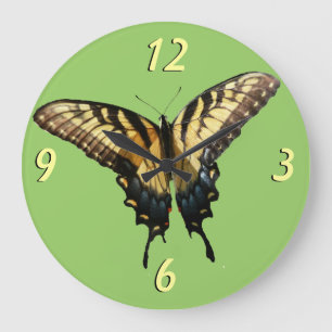 Reloj Redondo Grande Mariposa Swallowtail III Foto Hermosa y Colorida