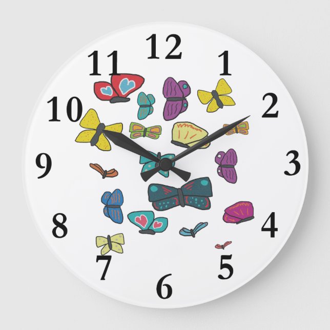 Reloj Redondo Grande Mariposas (Anverso)