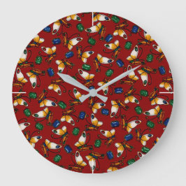Reloj Redondo Grande Mariposas blancas naranjas, Esmeralda, zafiro en r