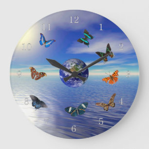Reloj Redondo Grande Mariposas Blue Earth
