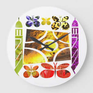 Reloj Redondo Grande mariposas brillantes