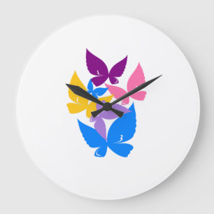 Reloj Redondo Grande Mariposas de colores