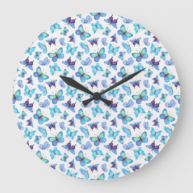 Reloj Redondo Grande Mariposas de colores (Anverso)