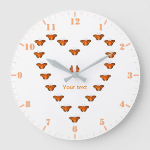 Reloj Redondo Grande Mariposas de pasión en danza de forma cardíaca