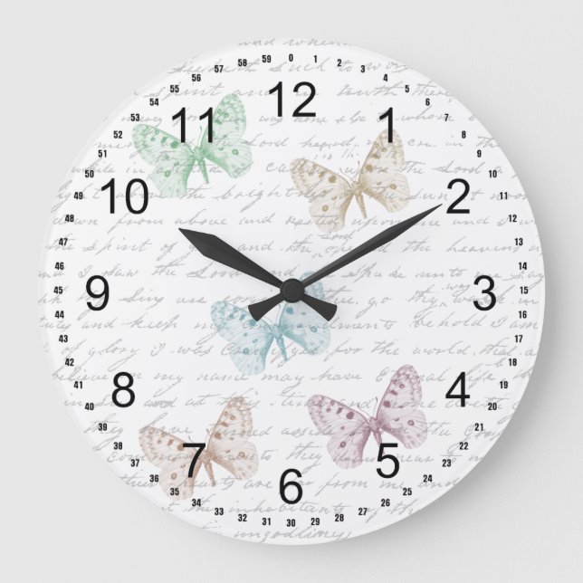 Reloj Redondo Grande Mariposas dulces (Anverso)