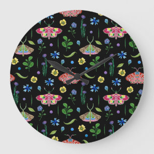 Reloj Redondo Grande Mariposas Multicolor: Patrón brillante sin foco