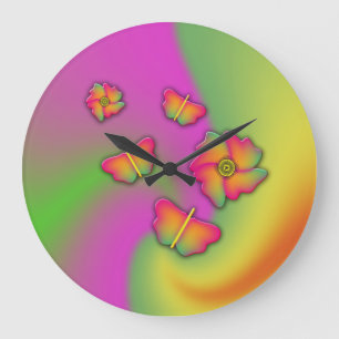 Reloj Redondo Grande Mariposas y flores